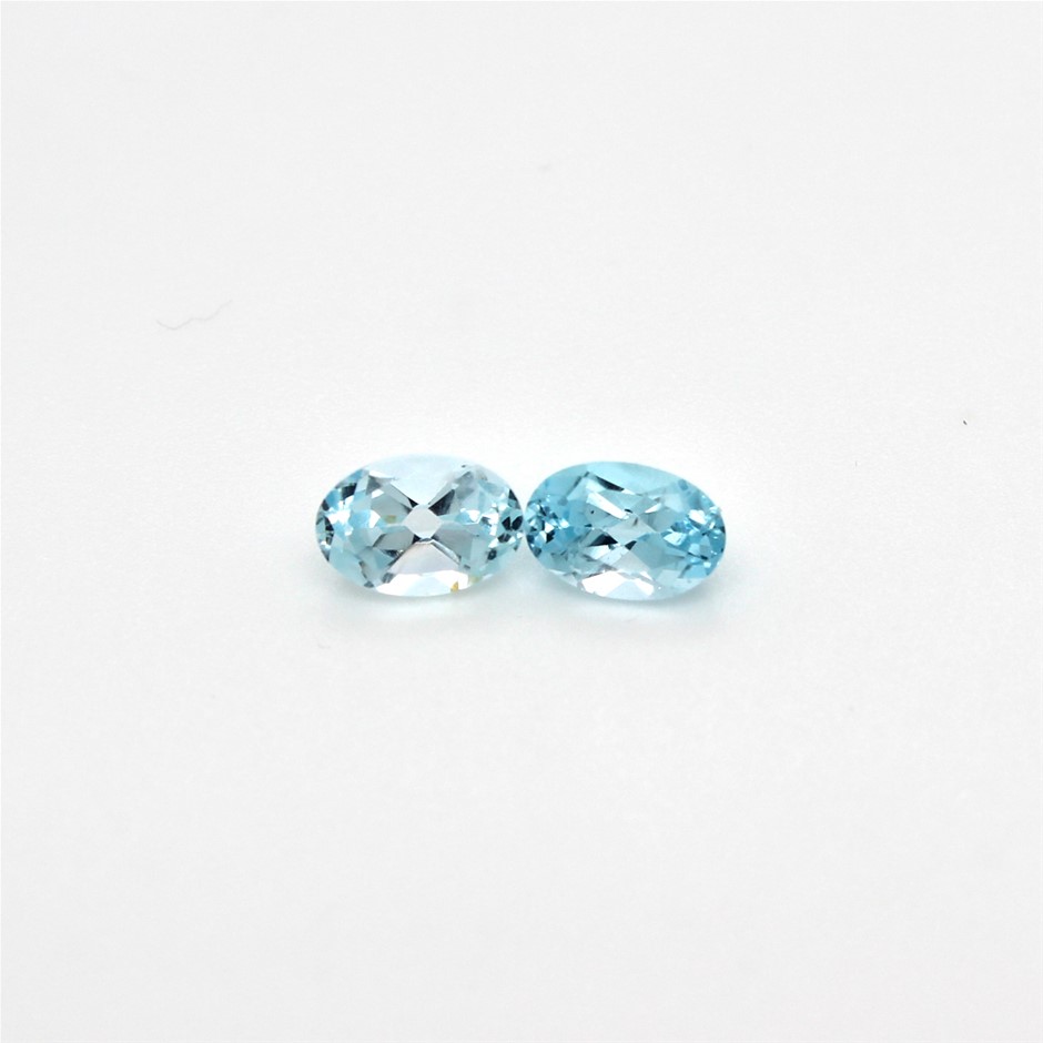 1.14 Ct Two Oval Blue Topaz Gemstone