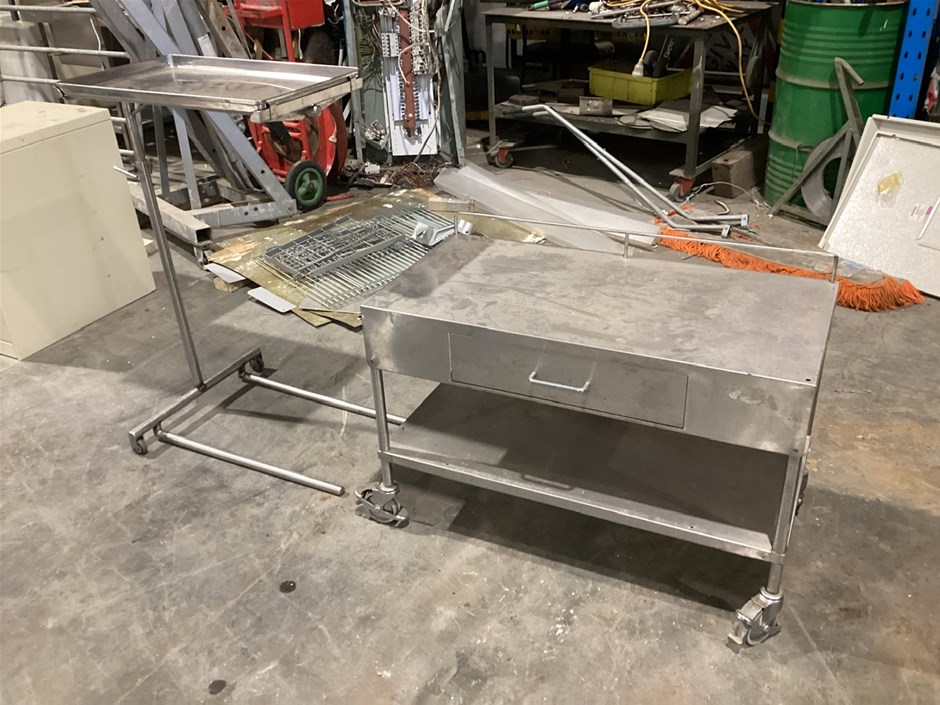 Stainless Steel Instrument Table & Portable Trolley Bench Auction (0030 ...