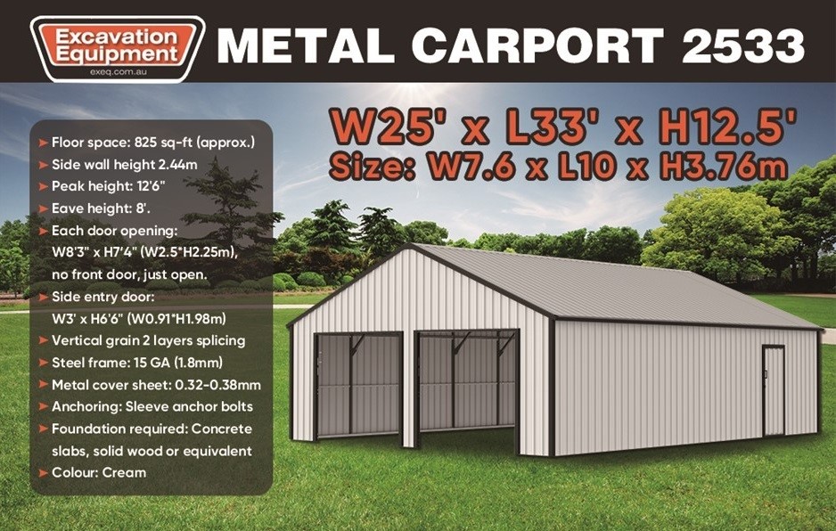 25ft x 33ft Garage / Carport (Unused)