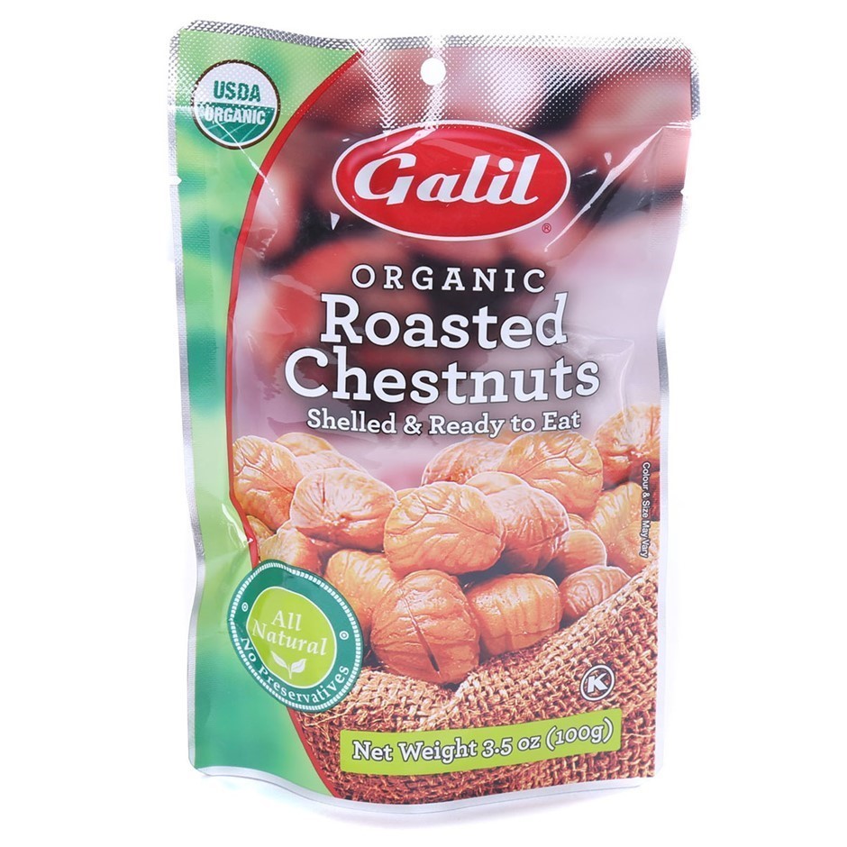 17 x GALIL Organic Roasted Chestnuts (Shelled & Ready To Eat), 100g.