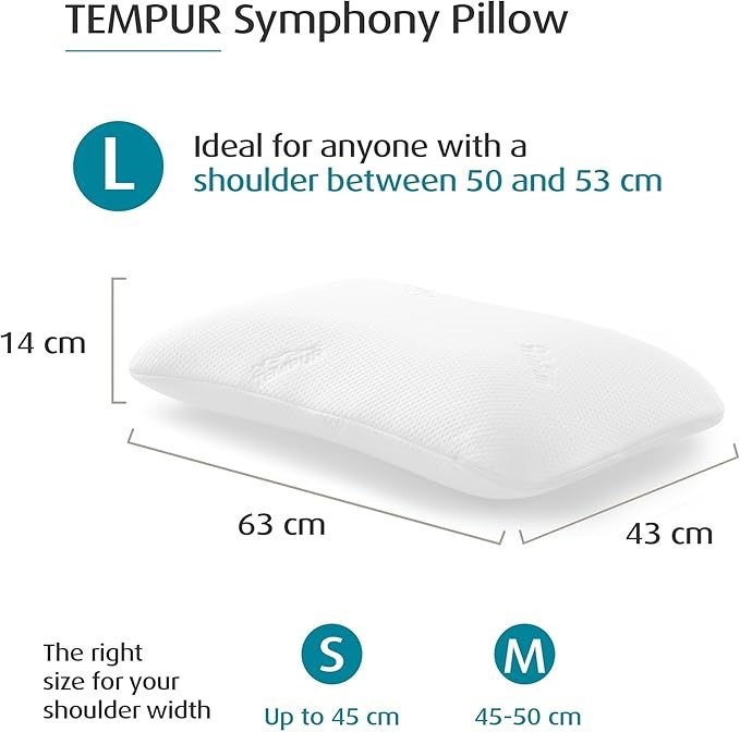 TEMPUR Symphony Sleeping Pillow Memory Foam, Ergonomic Neck Support Pillow