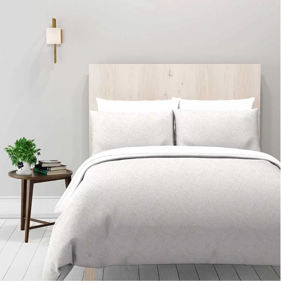 NATURAL EARTH Organic Cotton Sheet Set 4 Piece, Pink Swirling Leaves, King.