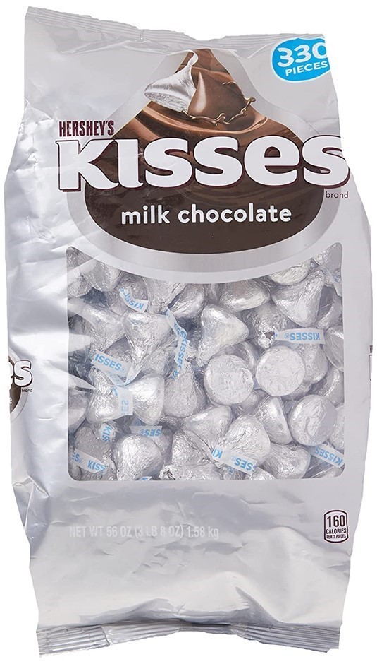 2 x HERSHEY'S 330pc Milk Chocolate Kisses, Net 1.58kg. N.B: Damaged packagi