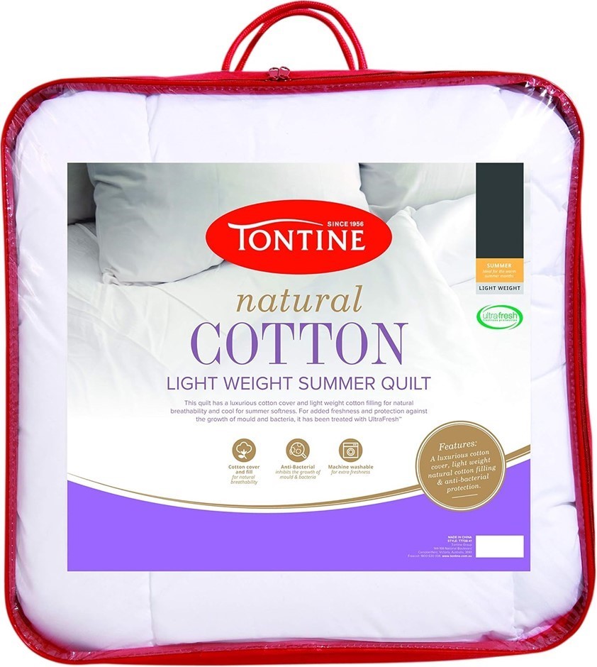 TONTINE Natural Cotton Light Weight Summer Quilt, Queen Bed, Premium Breath