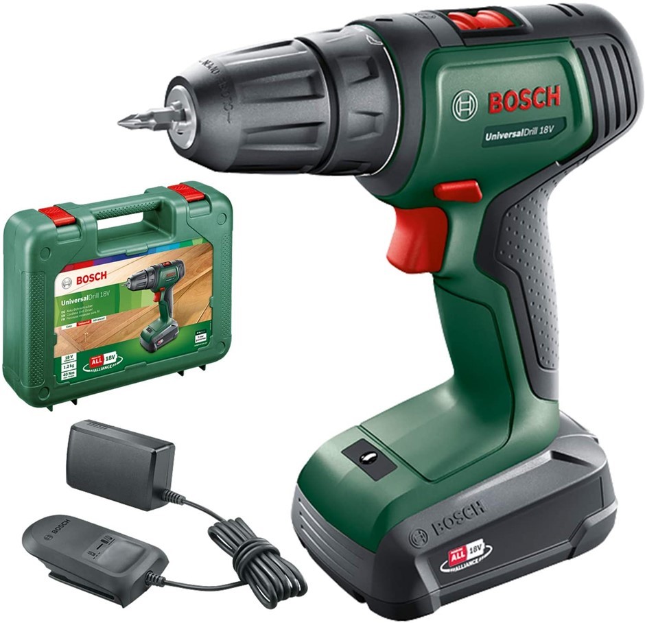 BOSCH 18V Cordless Drill Driver UniversalDrill 18 in Case c/w 1 x 1.5Ah Bat