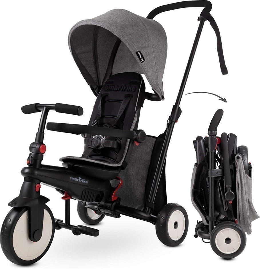 SMARTRIKE STR3 Journey 6-in-1 Folding Baby Tricycle, Colour: Grey, Model: 5