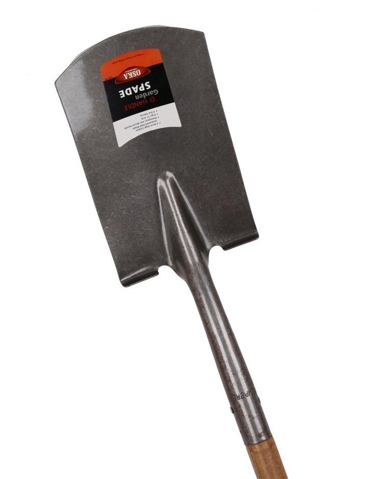2 x OSKA Garden Spade with Ash Wood Handle, Ergo "D" Grip.