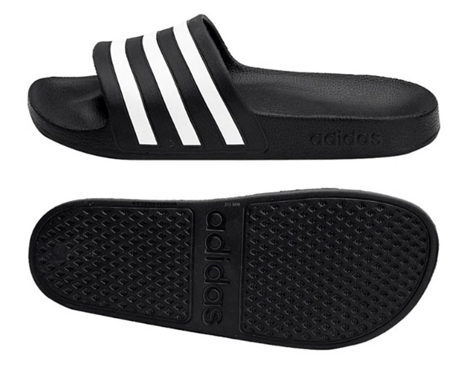 ADIDAS Adilette Comfort Slides, Size US9/UK9, Black/White/Black, F35543. B