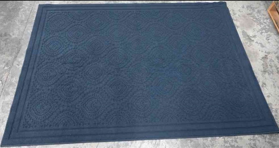 RUG AND CO Cornwall Area Rug, Dusty Navy, 152 x 213cm. NB: Minor use