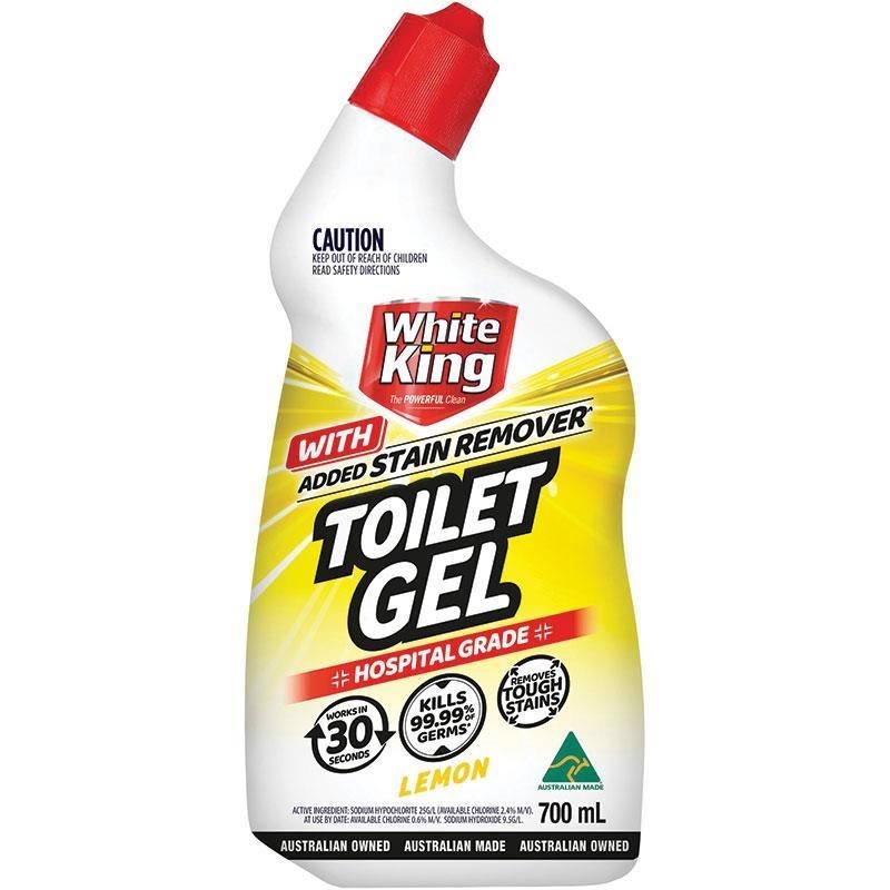 4 x WHITE KING Toilet Gel 700ml, Lemon. Buyers Note - Discount Freight Rat