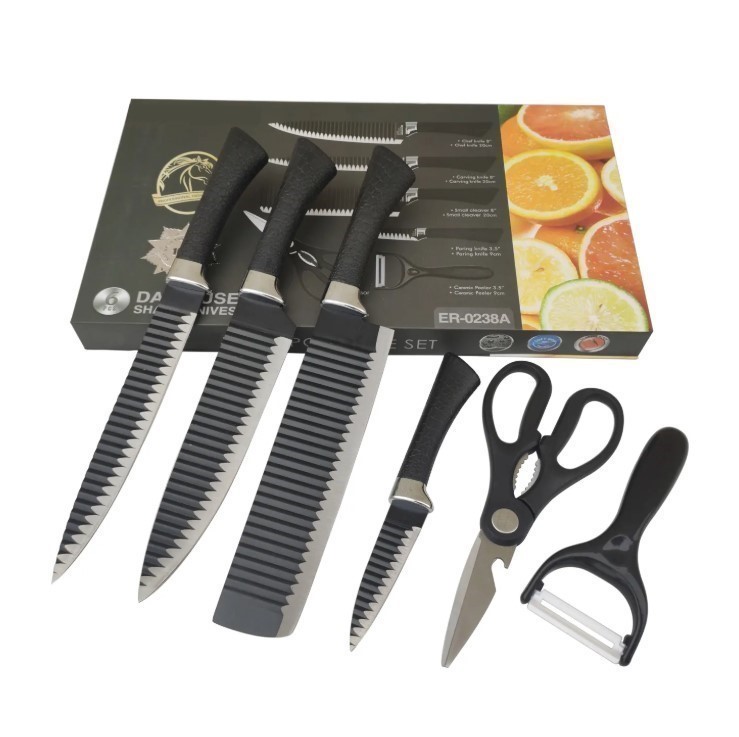 EASY RICH Professional High Quality Daily Use Sharp Knives 6 pcs Knife Set.