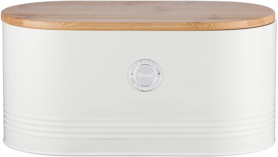 TYPHOON Bread Bin with Air Tight Steal, 34 x 18 x 15cm, Colour: Cream.