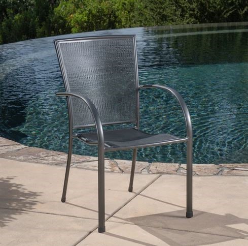 SUNVILLA Micro Mesh Commercial Quality Stacking Bistro Chair, Black.