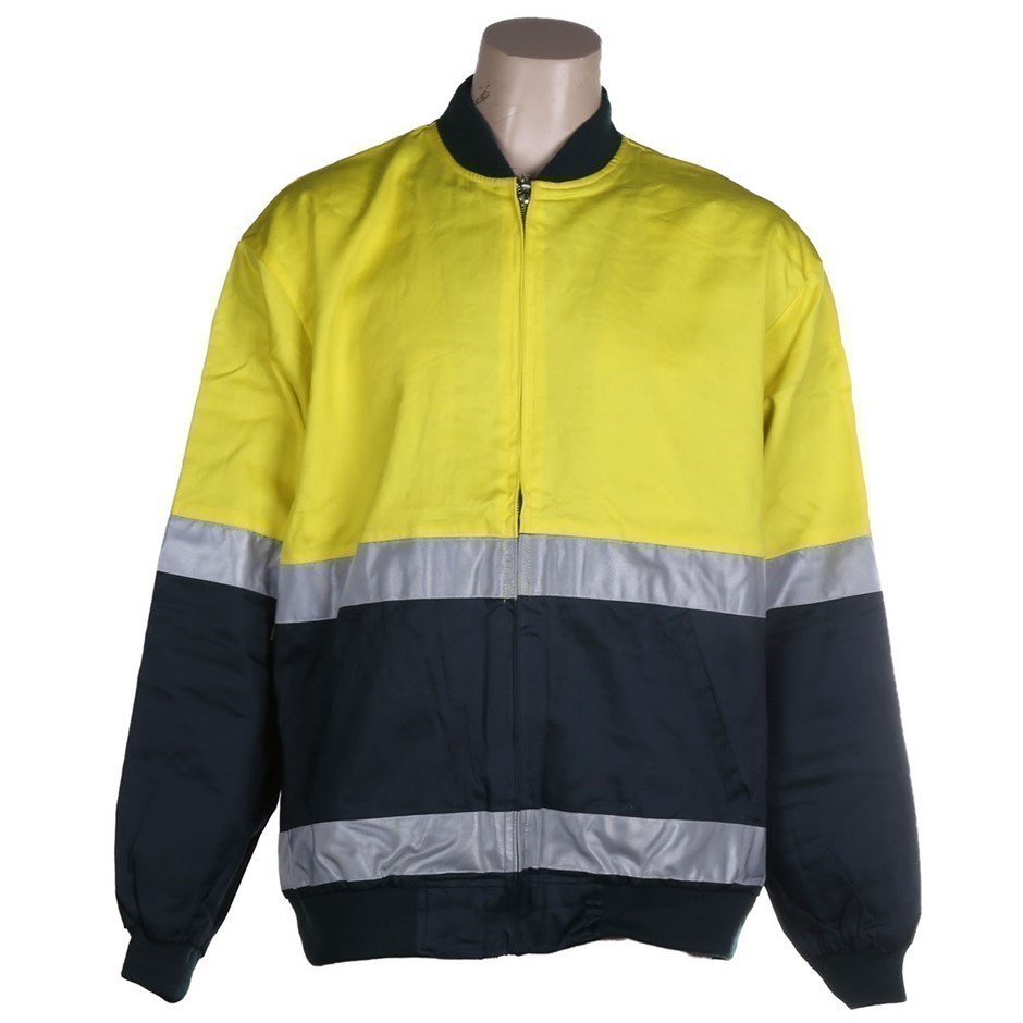 OUTDOOR WORLD Hi-Vis Cotton Drill Jacket, Size 6XL, Zip Front, Checked Brus