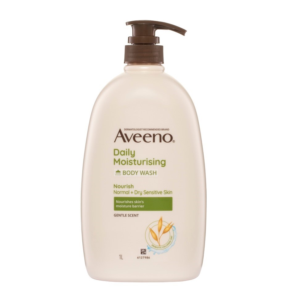 2 x AVEENO Daily Moisturising Body Wash 1L, Gentle Scent. N.B: 1 x damaged