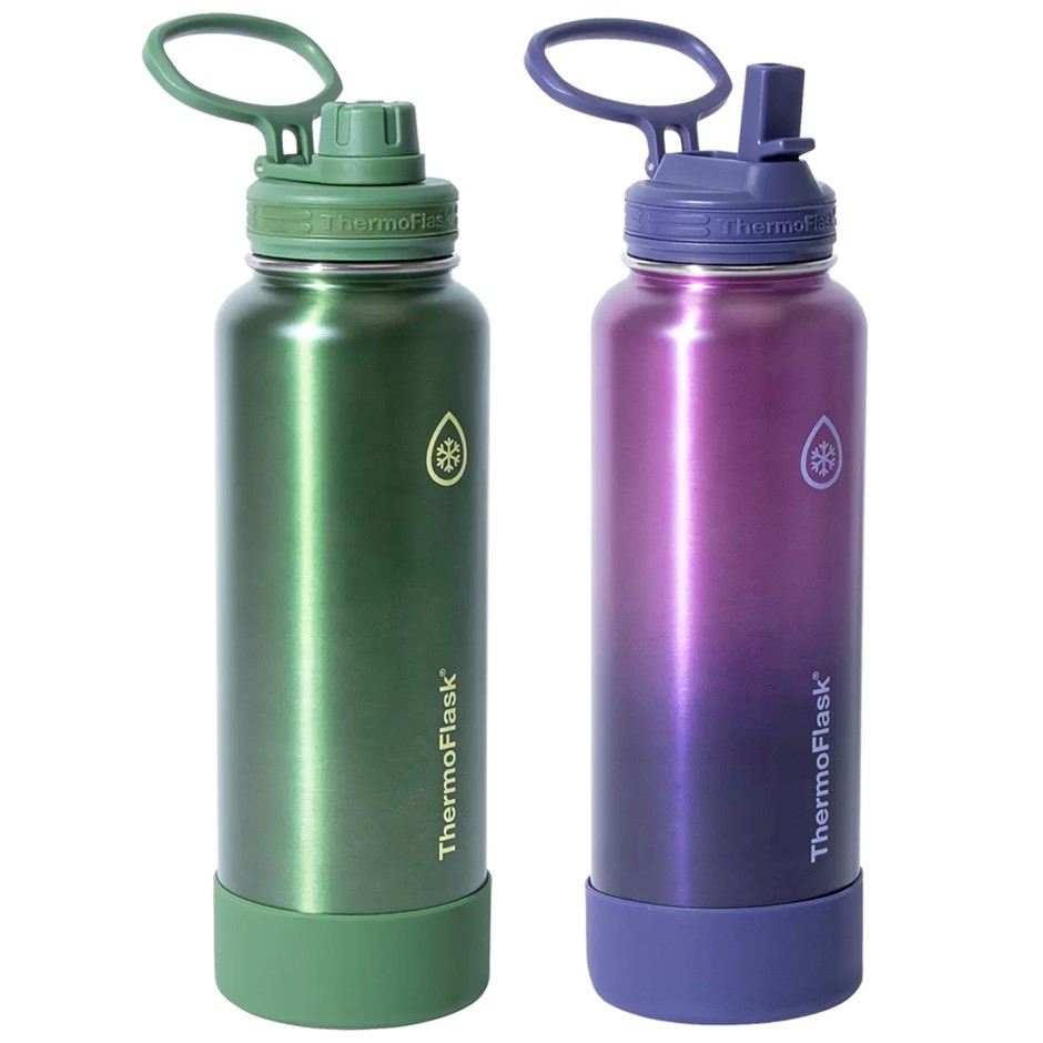 2 x THERMOFLASK 2pk Double Wall Stainless Steel Bottles w/ Spout & Straw Li