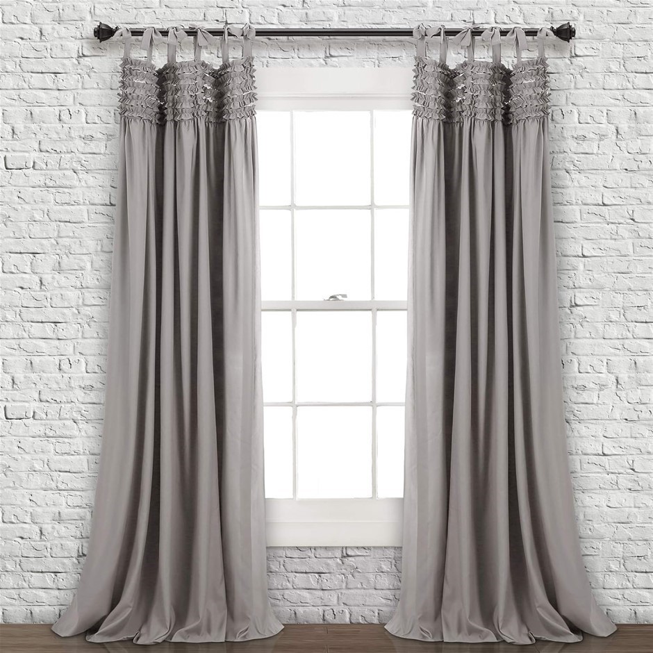 LUSH DECOR Lydia Curtains Ruffle Window Set for Living, Dining, Bedroom (Pa