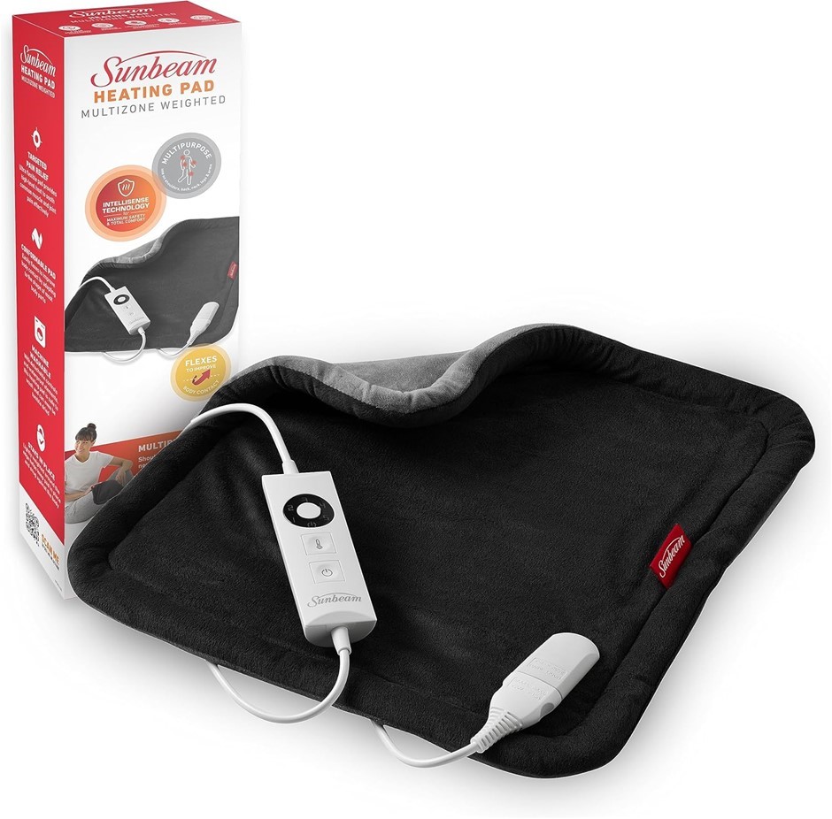SUNBEAM Multizoned Weighted Electric Heating Pad, Grey, Model No.: HPM5200.