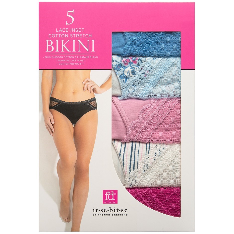 2 x 5-Pack IT.SE.BIT.SE Women's Lace Inset Bikini Underwear, Size XL, 95% C
