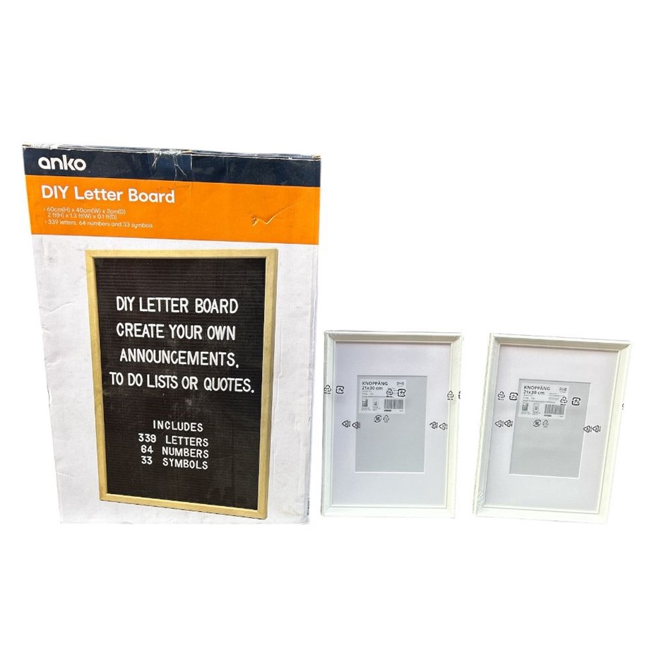 1x DIY Letter Board, 2x KNOPPANG Picture Frames Auction (0071-2572475 ...