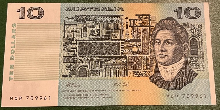 1991 $10 Fraser / Coles - General Prefix UNC