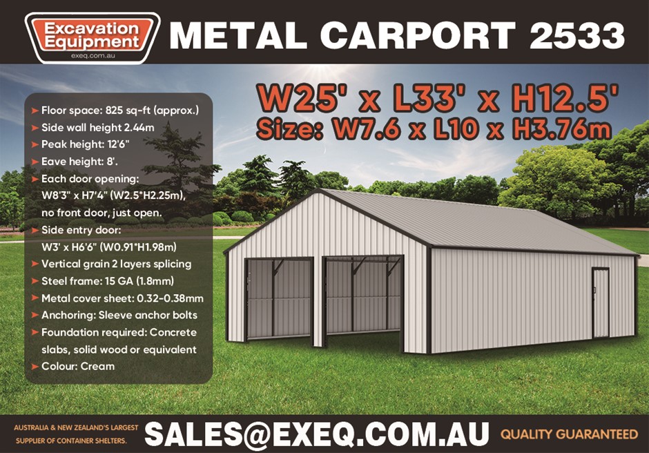 25ft x 33ft Garage / Carport (Unused)