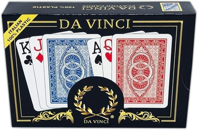 Da Vinci Ruote, Italian Plastic Playing Cards, 2-Deck Poker Size Set, Jumbo