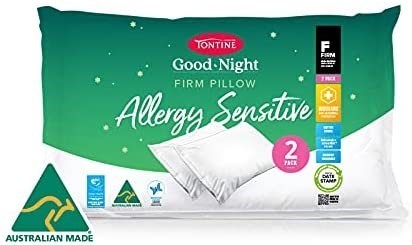 2 x TONTINE Goodnight Allergy Sensitive Firm Pillow (2-Pack).