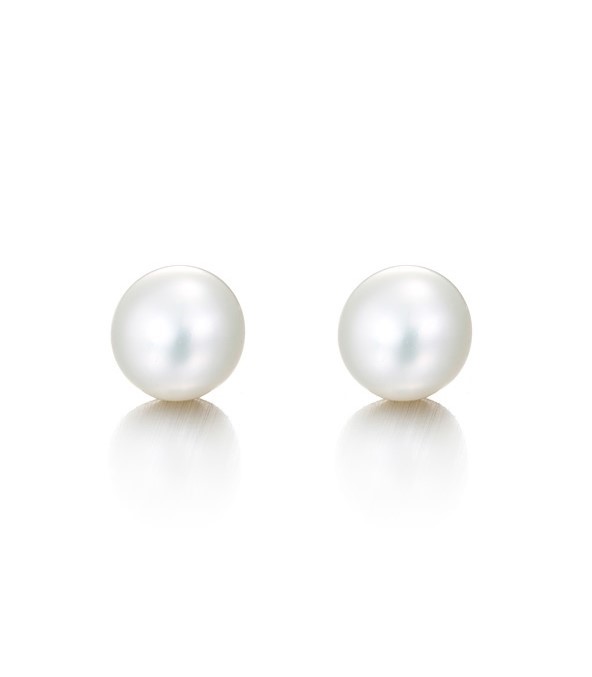 7mm Simulated White Pearl Earrings