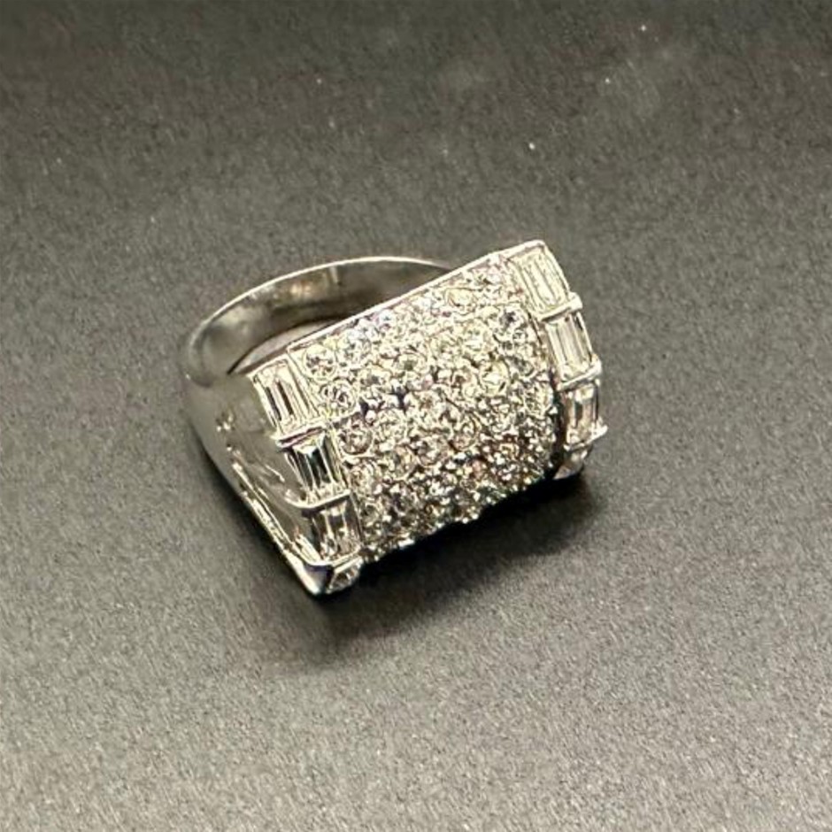 Designer Simulated Diamond Ring in Silver - US Size 9