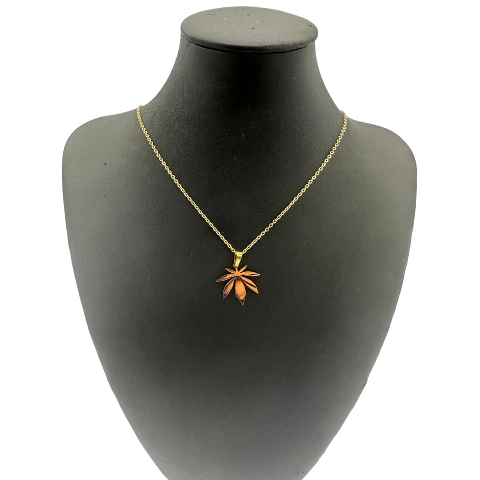 Stainless Steel Cannabis Leaf Necklace in Gold