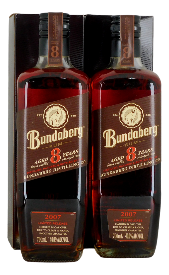 Bundaberg Rum 8 Year Old (First Release) 2007 (2x 700mL), QLD.