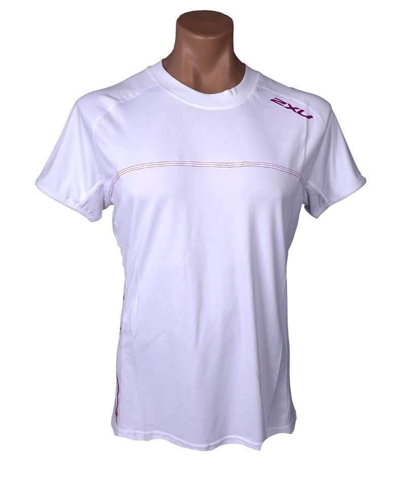 4 x 2XU Women's Sailing Short Sleeve Fibretech Tee, Size 2XL, White/ Rose,