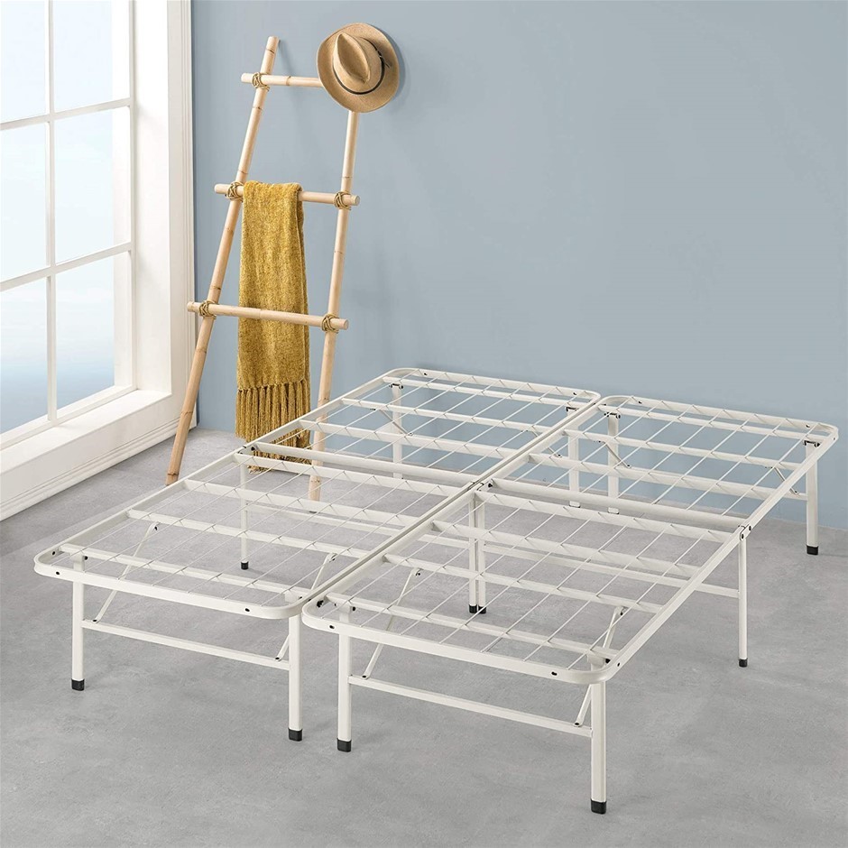 ZINUS Smartbase Single Bed Base Frame White Foldable Metal Heavy Duty Steel