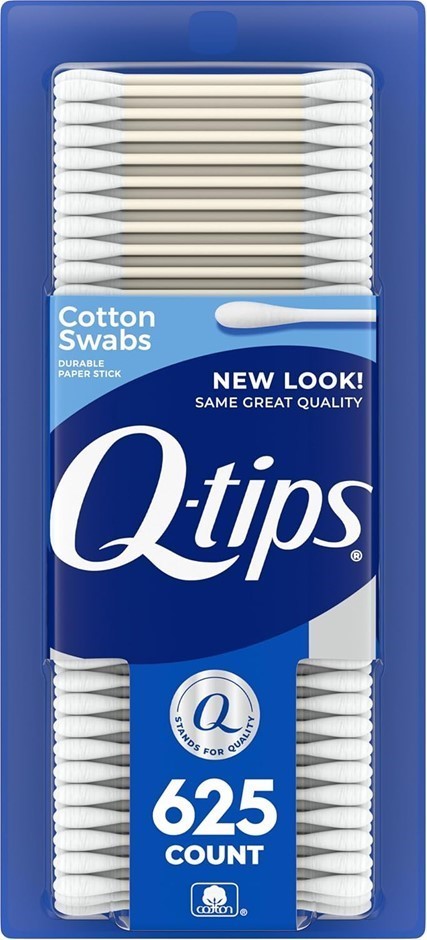 3 x Q-TIPS 625pk Cotton Swabs, 100% Pure Cotton. NB: Damaged packaging, app