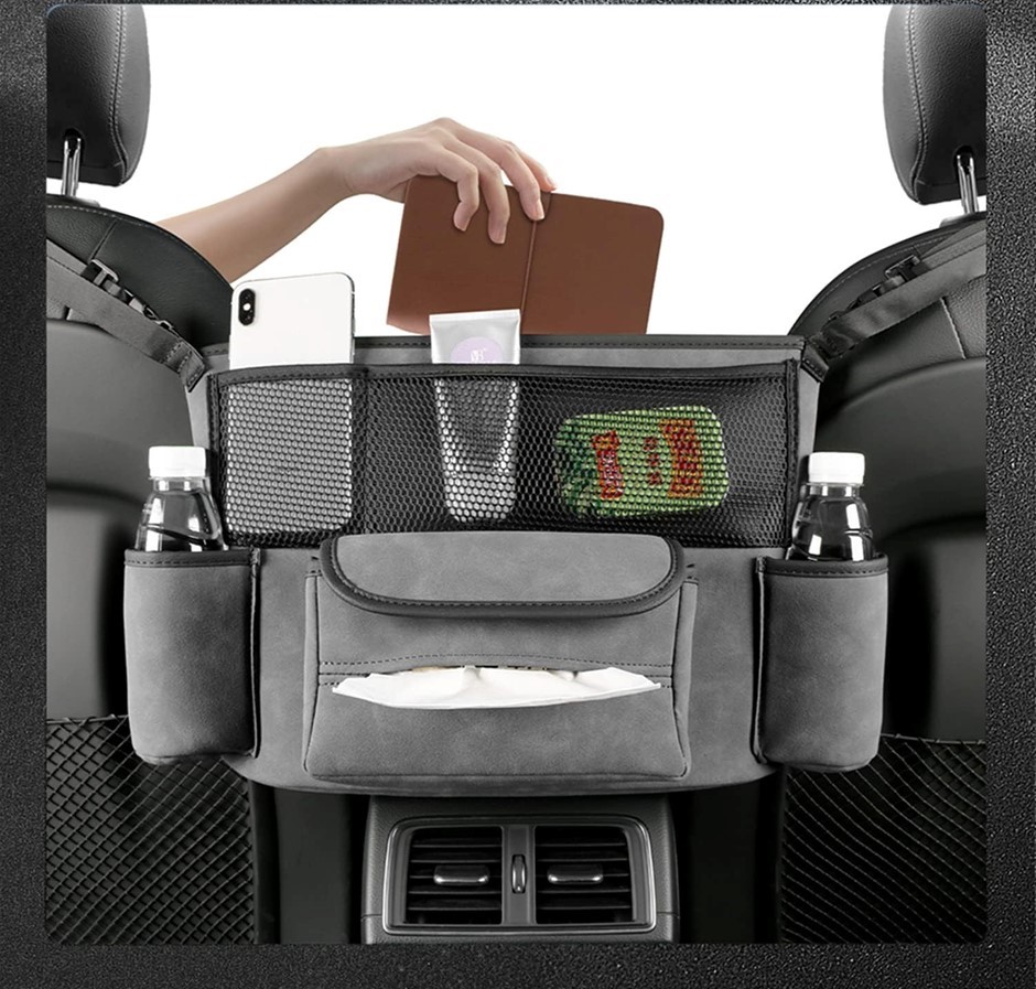 JEYODA Car Handbag Holder Between Seats Suede Large Capacity Car Purse Hold