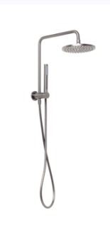 Brushed Nickel Short Twin Shower