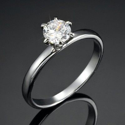 Stunning Rhodium Plated Simulated Diamond Ring - US Size 6