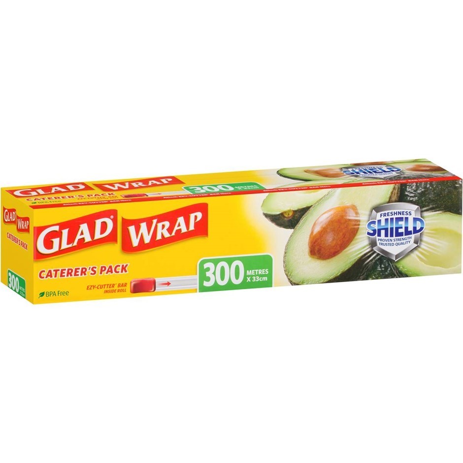 3 x GLAD Wrap 300m x 33cm. N.B. Damaged packaging & 1 x has been used.