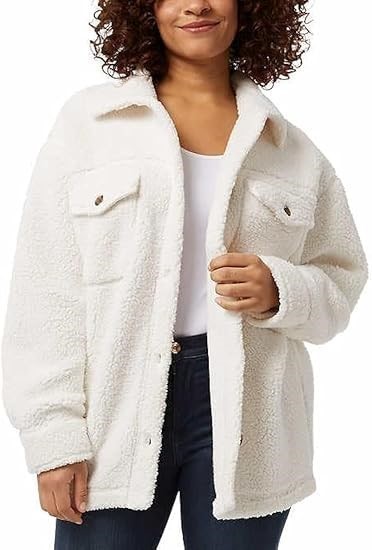 32DEGREES Women's Sherpa Fleece Jacket, Size XL/2XL, Cream.