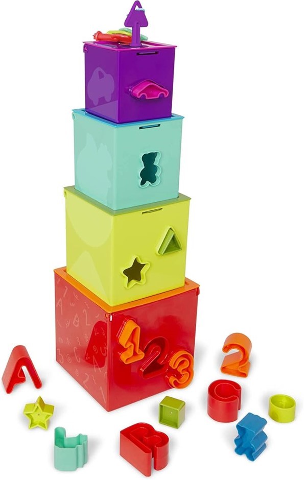 0275-5062777 · BATTAT– Sorting & Stacking Boxes – Nesting Toddler Play Cubes – Color-Coded
