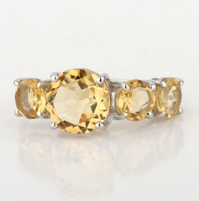 White Gold Natural Citrine / Natural Citrine Ring  with Valuation