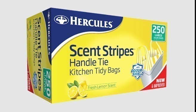 2 Boxes x HERCULES Handle Tie Kitchen Tidy Bags, 250 Count, Fresh Lemon Sce