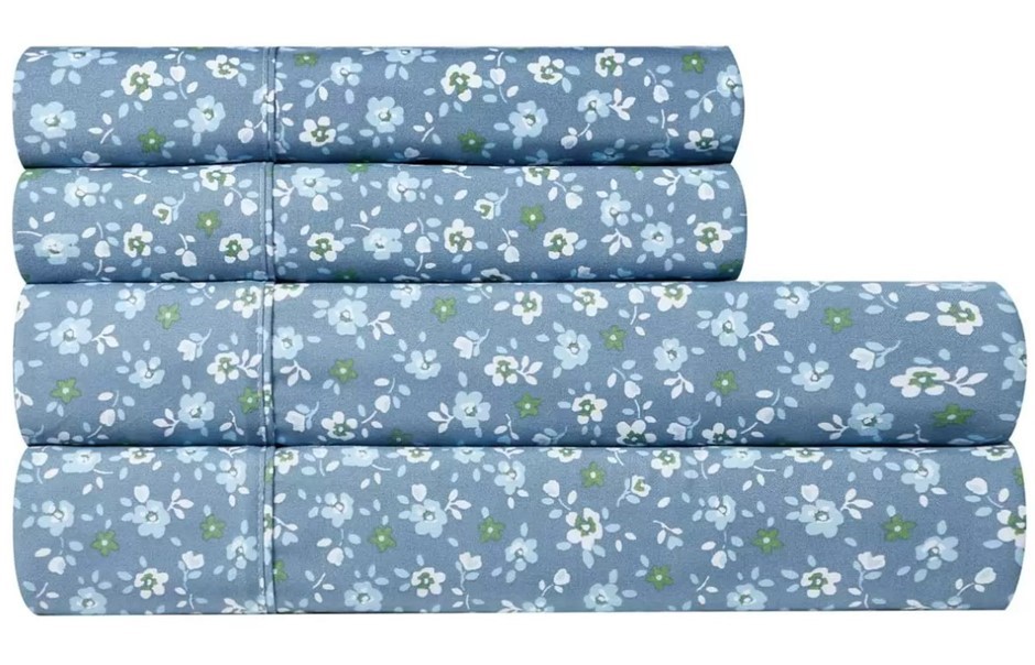 SOUTH POINT 4pc Sheet Set, King Single, Wavy Stripe Dot.