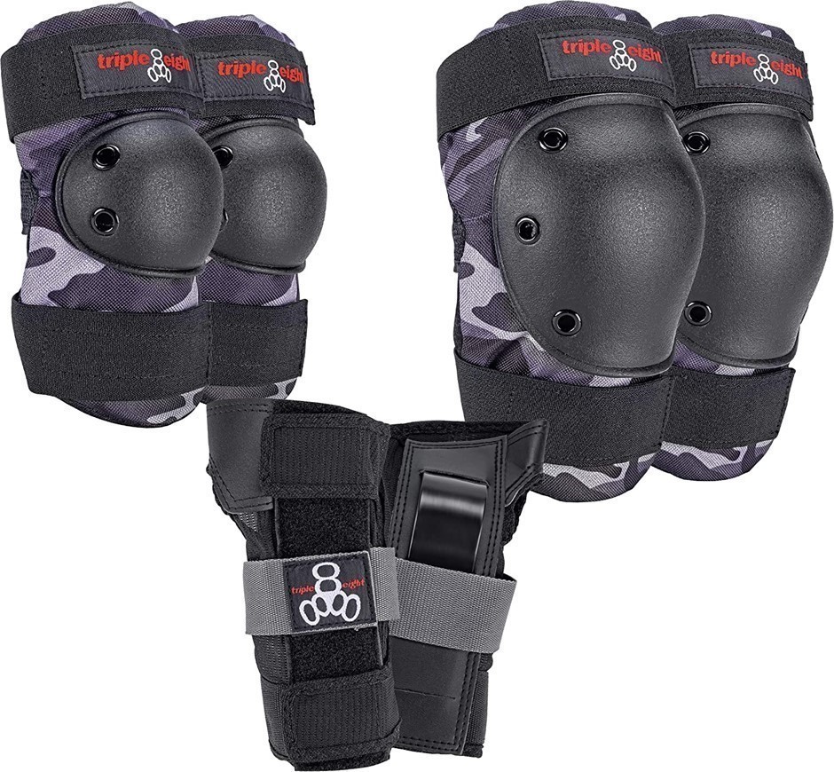 TRIPLE EIGHT Adult Saver Series Protective Pad Set, Size: Small, Char Camo.
