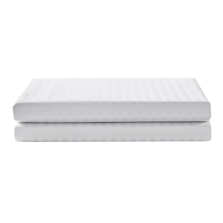 1200 Thread Count Egyptian Cotton Flat Sheet| White Stripe | Queen