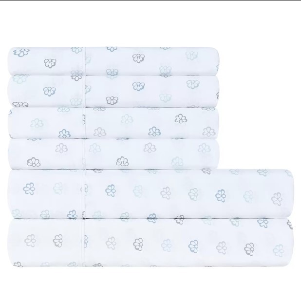 SOUTH POINT Home Fashions Microfiber 6 Piece Sheet Set, Queen, Provence Med