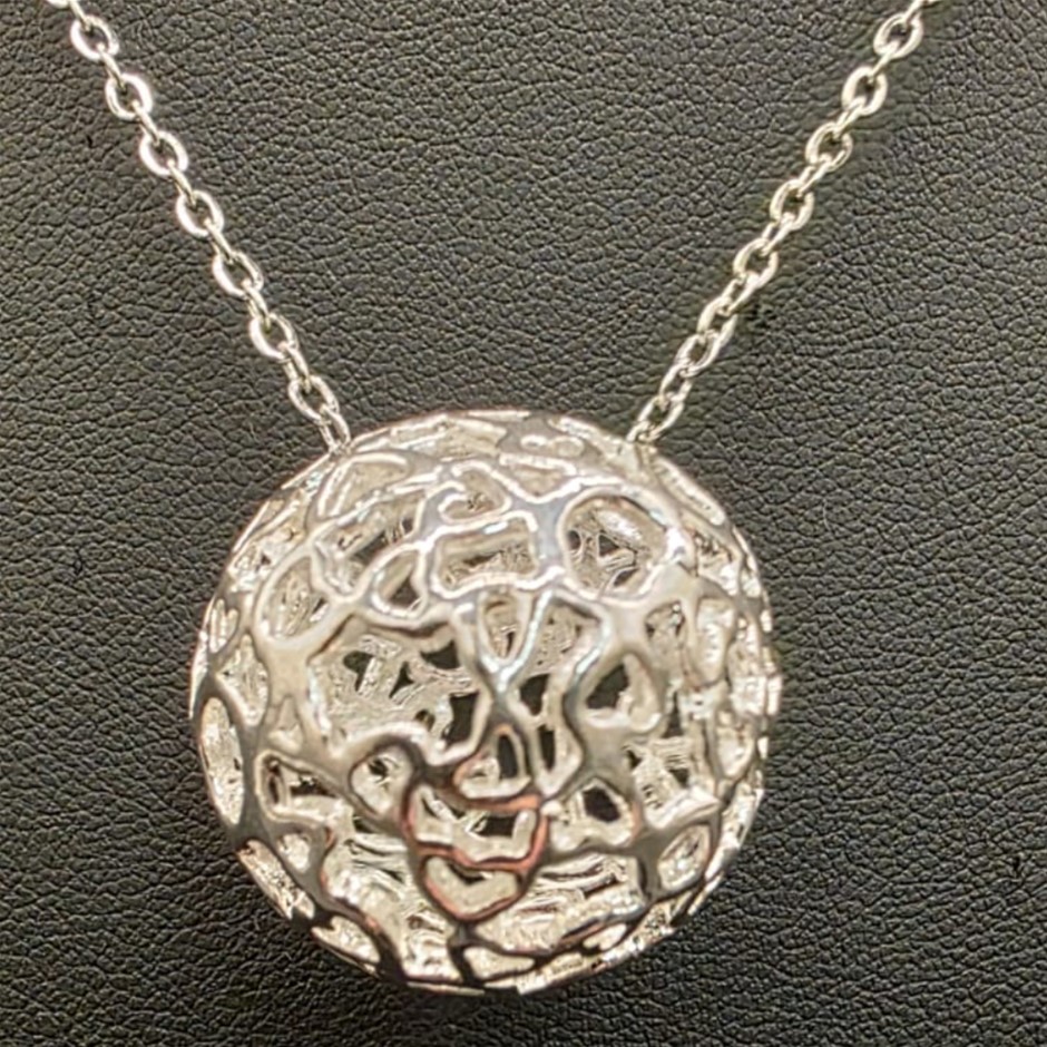 Designer Eternity Ball Necklace in Silver