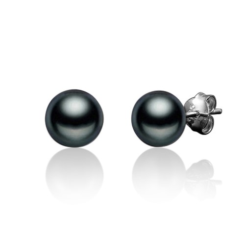 7mm Genuine Black Pearl Earrings made w/ solid 925 Sterling Silver