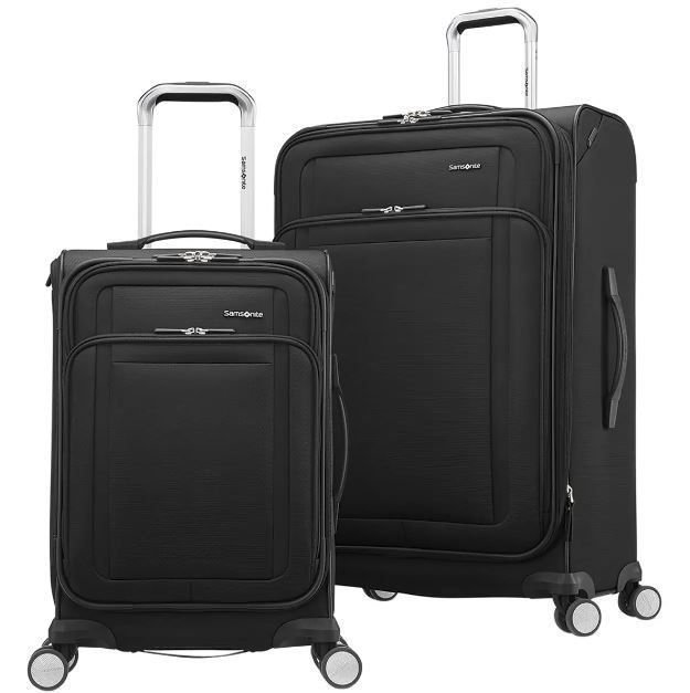 SAMSONITE Renew 2Pc Softside Luggage Set, Black, Large: 76cm, Small: 57cm.